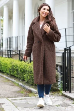 Outerwear^Double Second Longline Fur Teddy Coat Brown