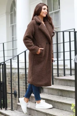 Outerwear^Double Second Longline Fur Teddy Coat Brown