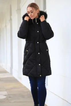 Outerwear^Double Second Lux Satin Long Puffer Coat Black
