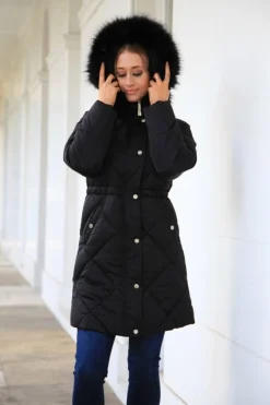 Outerwear^Double Second Lux Satin Long Puffer Coat Black