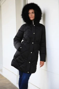 Outerwear^Double Second Lux Satin Long Puffer Coat Black