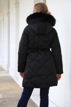 Outerwear^Double Second Lux Satin Long Puffer Coat Black