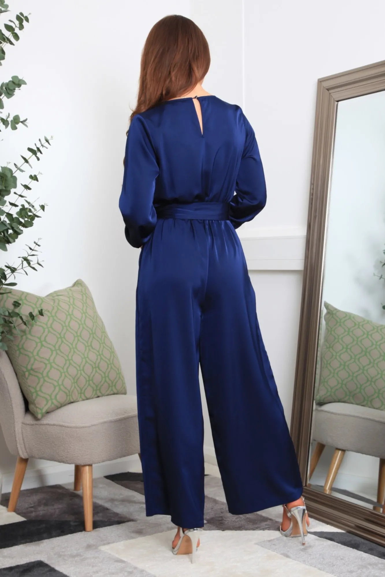 Jumpsuits^Double Second Lux Satin Wrap Jumpsuit Navy