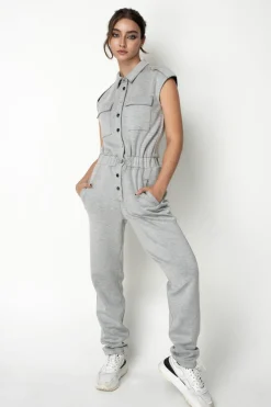 Jumpsuits^Double Second Marl Luxury Casual Jumpsuit Grey