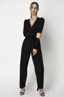 Jumpsuits^Double Second Metallic Stretch Jumpsuit Black