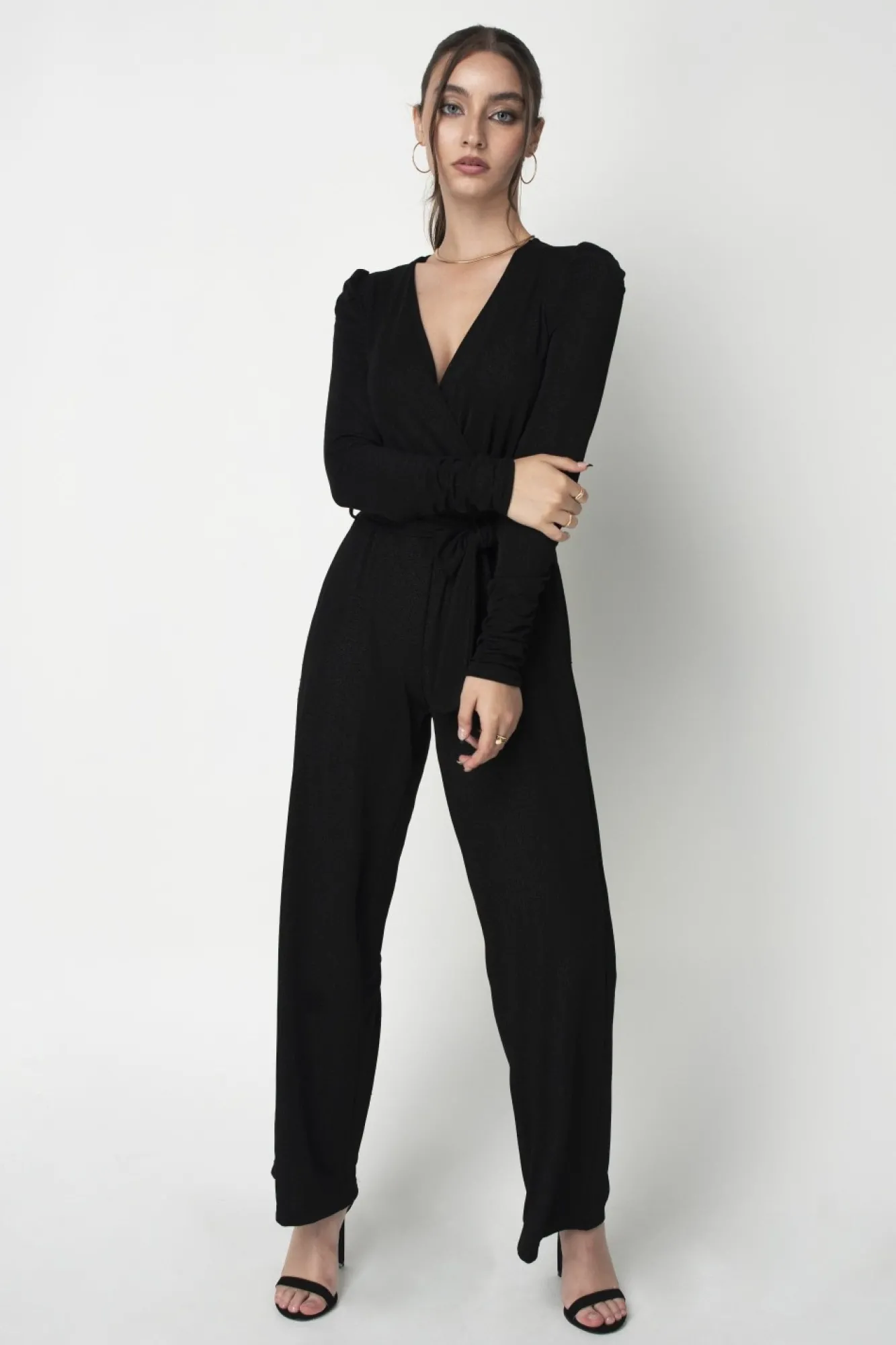 Jumpsuits^Double Second Metallic Stretch Jumpsuit Black
