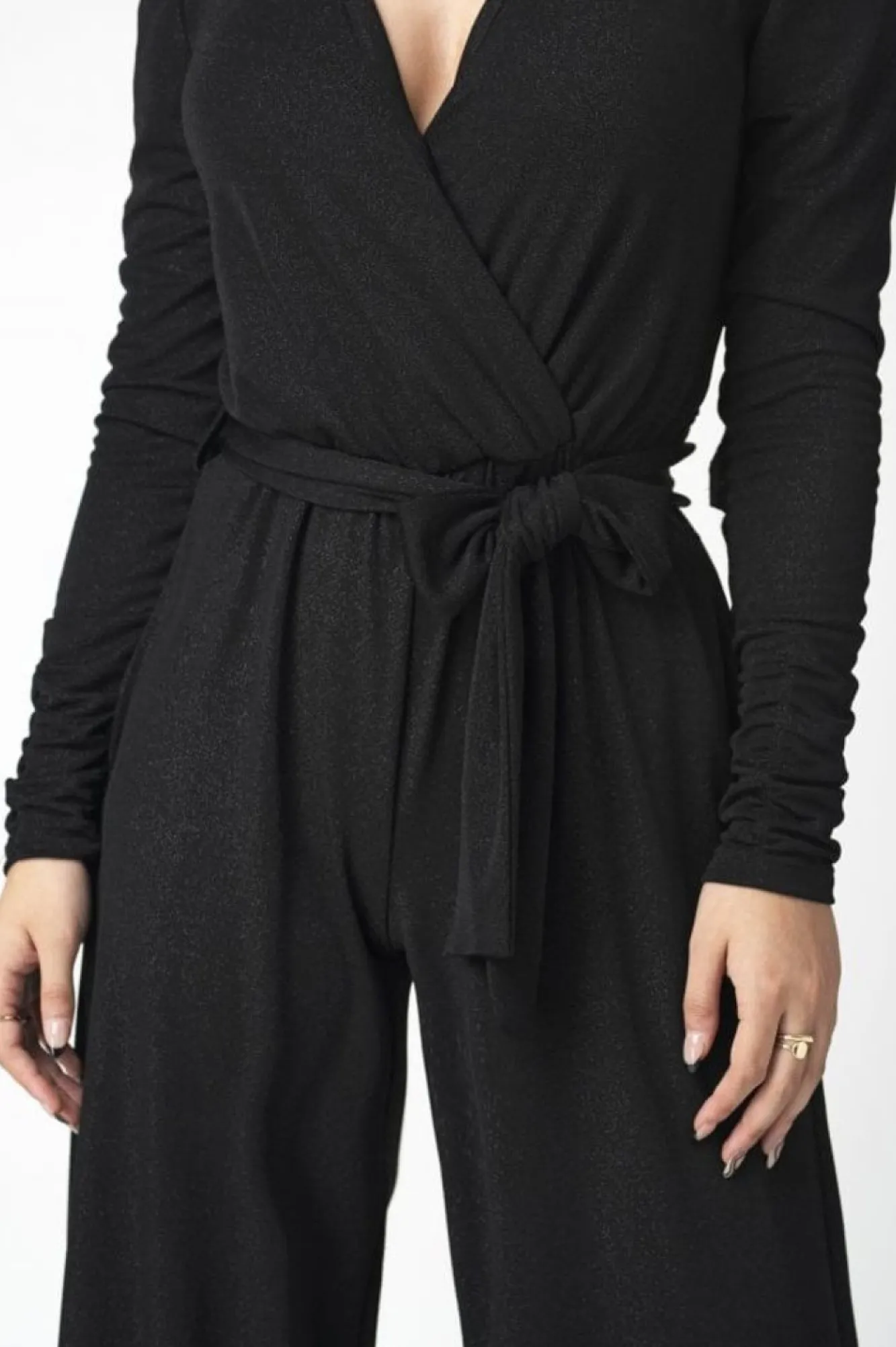 Jumpsuits^Double Second Metallic Stretch Jumpsuit Black