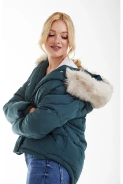 Outerwear^Double Second Oversized Dip Back Puffer Teal