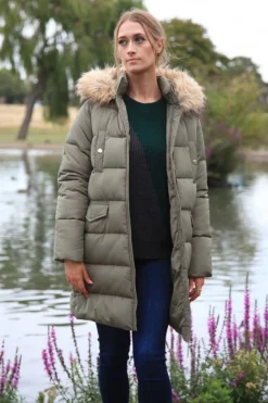 Outerwear^Double Second Oversized Long Duvet Coat Khaki