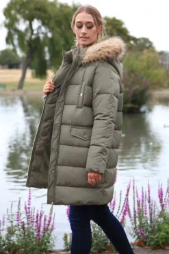 Outerwear^Double Second Oversized Long Duvet Coat Khaki