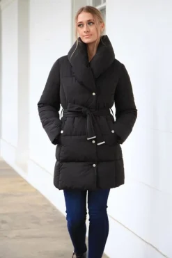 Outerwear^Double Second Padded Collar Wrap Puffer Black