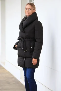 Outerwear^Double Second Padded Collar Wrap Puffer Black