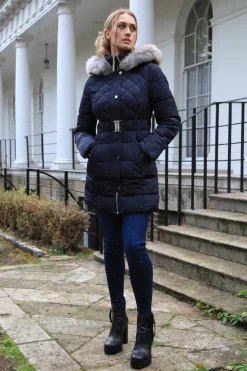 Outerwear^Double Second Quilted Longline Puffer Navy