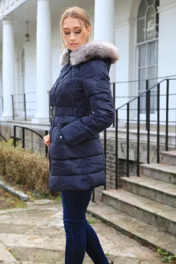 Outerwear^Double Second Quilted Longline Puffer Navy