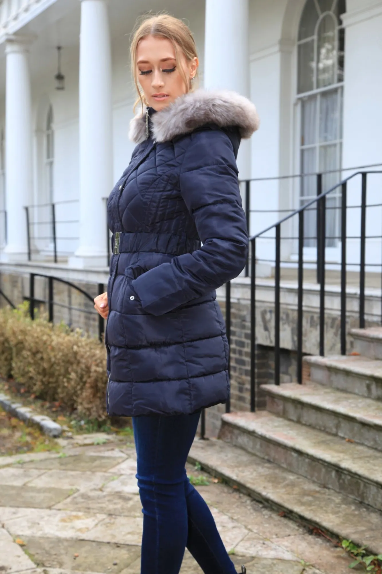Outerwear^Double Second Quilted Longline Puffer Navy