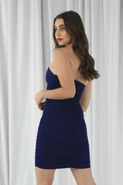 Mini Dresses^Double Second Ruched Bodycon Neck Dress Navy