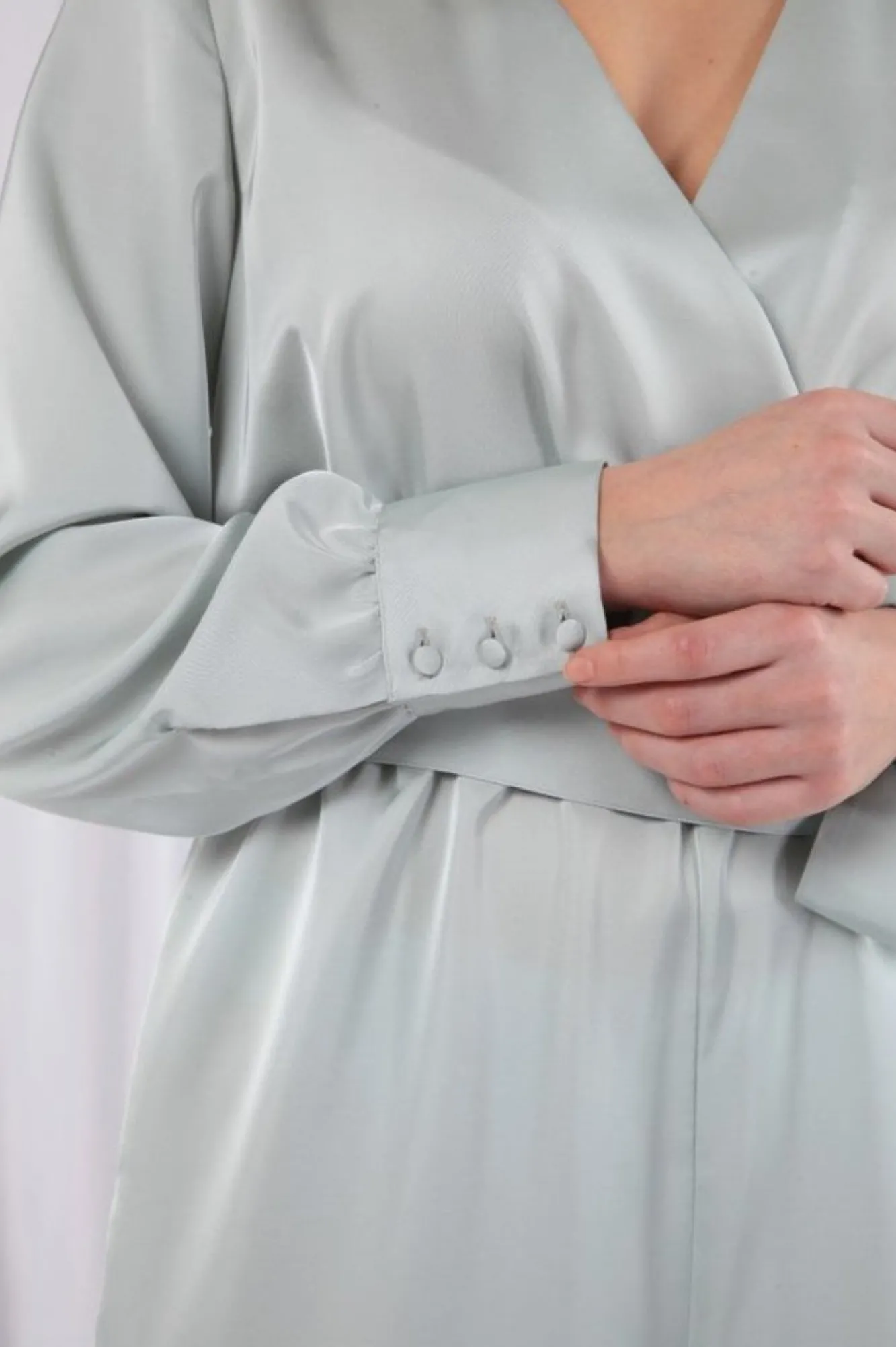 Jumpsuits^Double Second Sage Lux Satin Wrap Jumpsuit Sagegreen