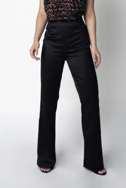 Trousers^Double Second Satin Boot Leg Trouser Black
