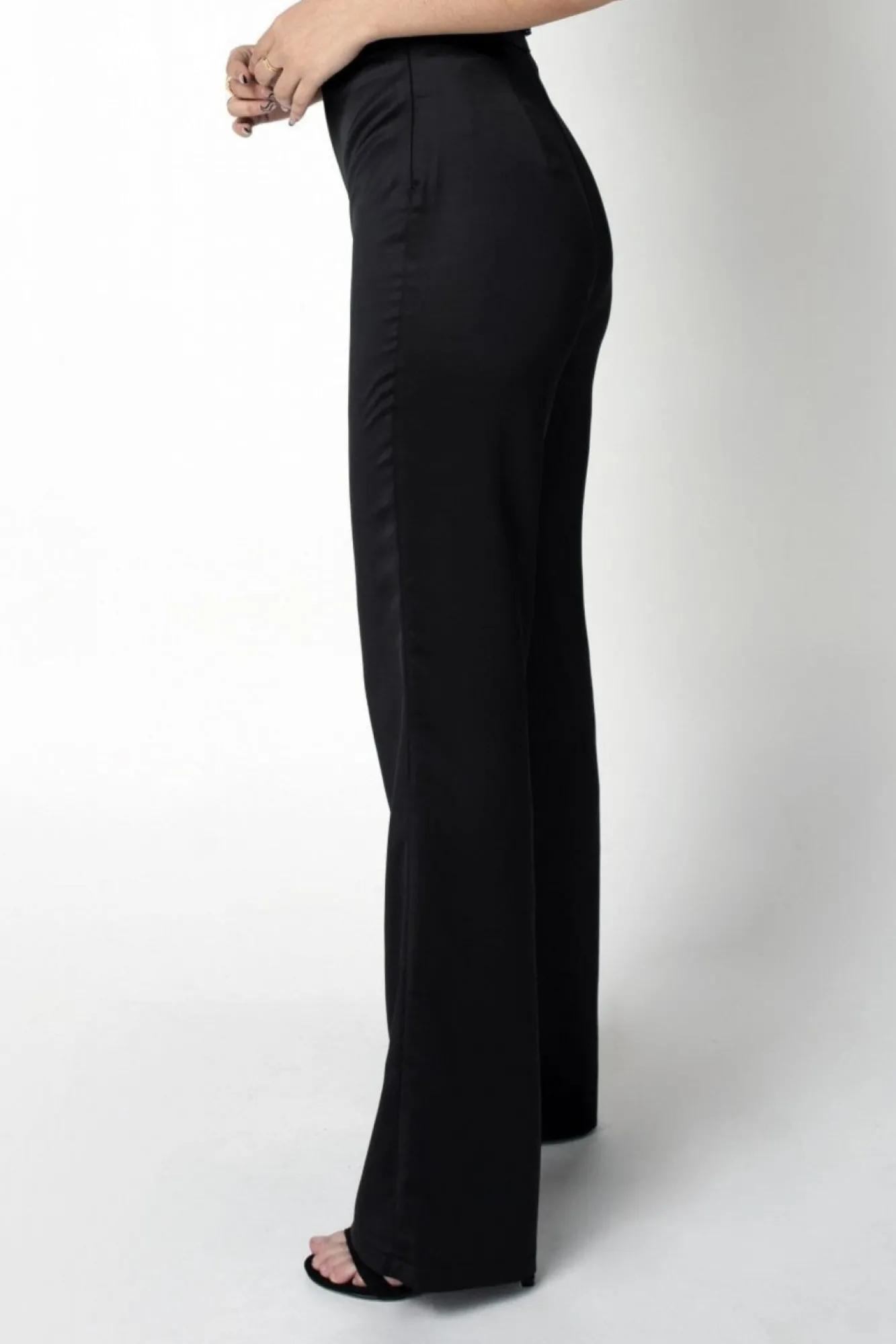 Trousers^Double Second Satin Boot Leg Trouser Black