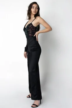 Jumpsuits^Double Second Satin Sequin Asymmetric Blazer Corset Jumpsuit Multicolour
