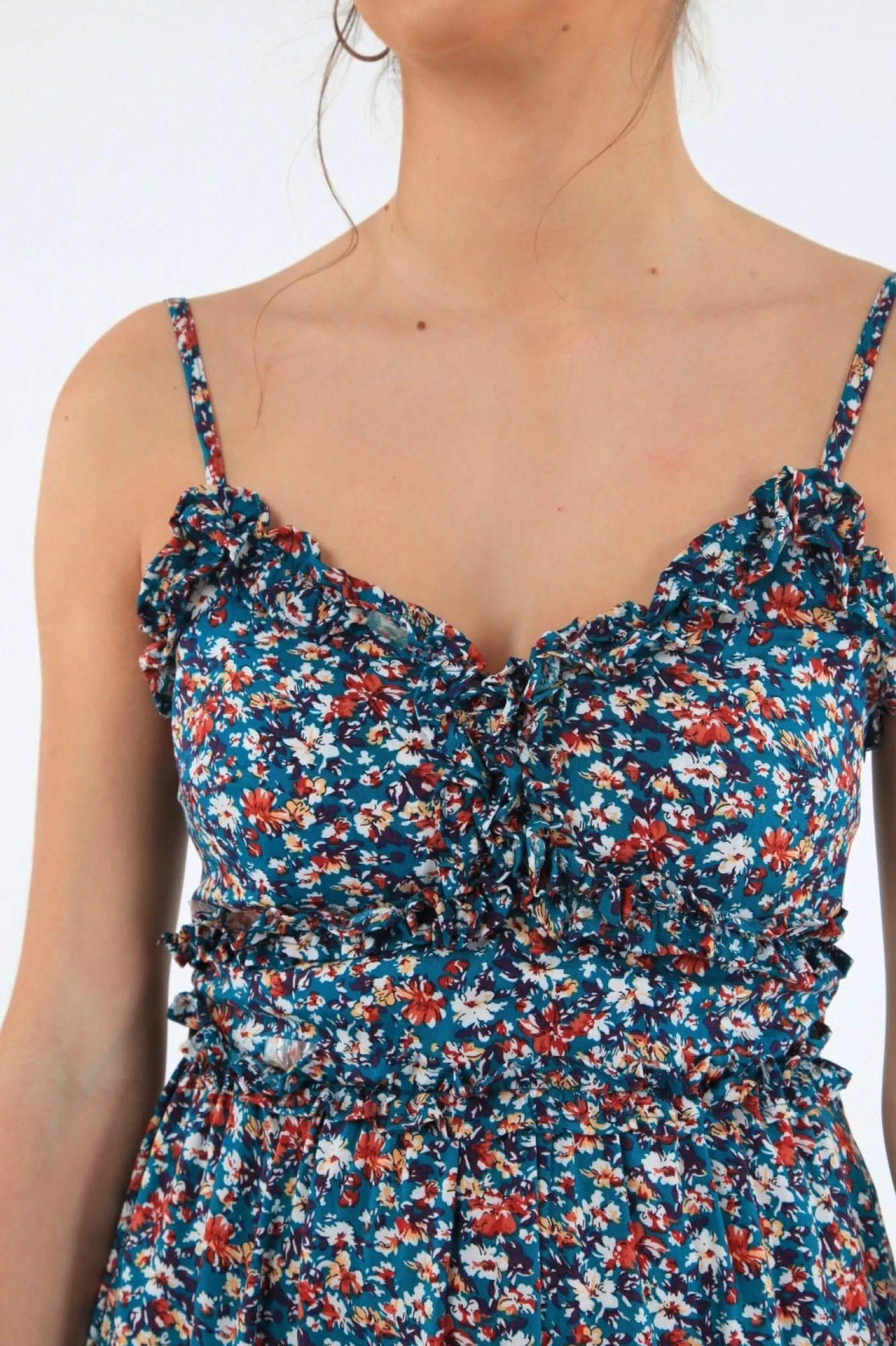 Mini Dresses^Double Second Strappy Dress With Double Frills Multi