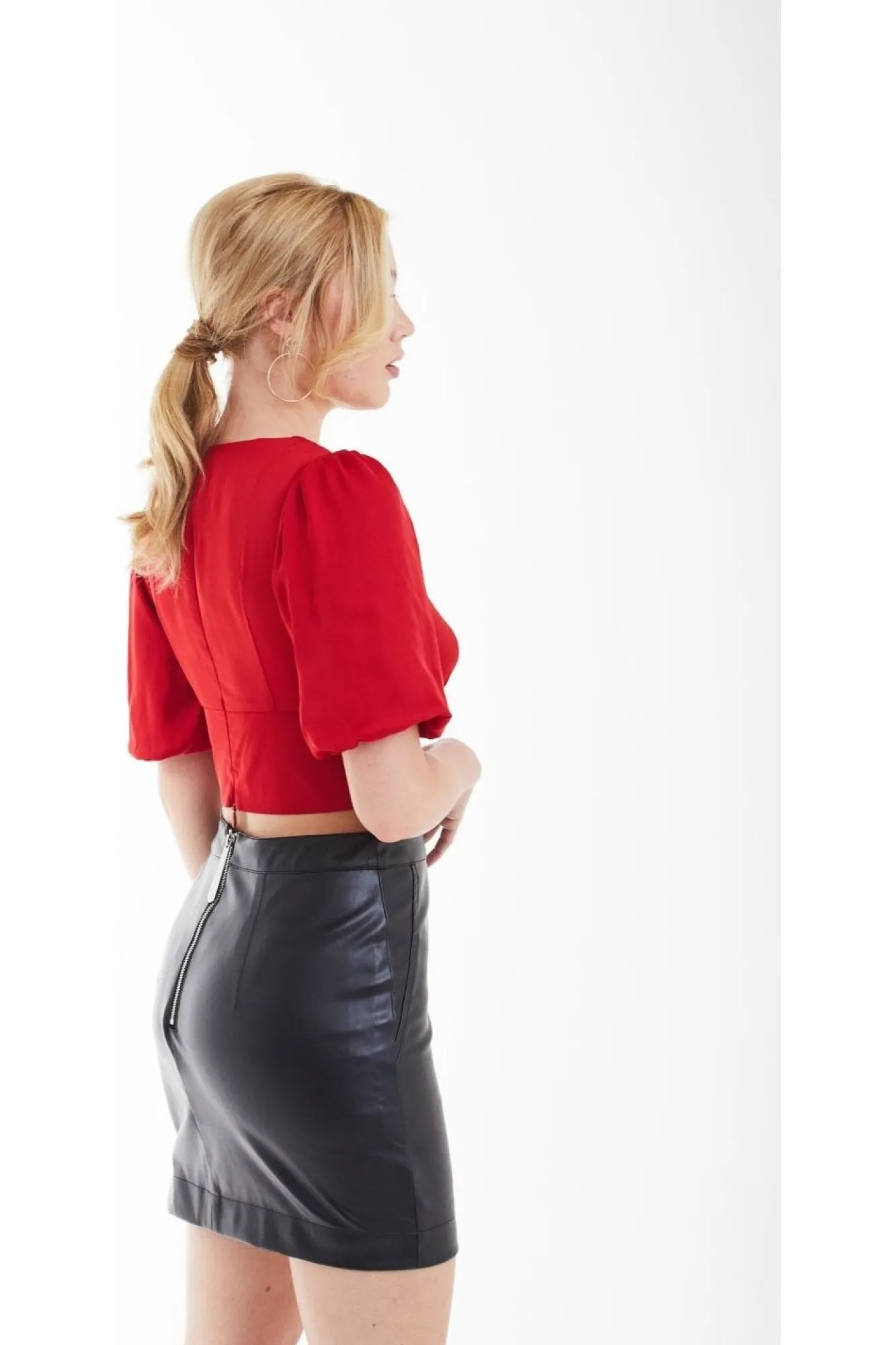 Skirts^Double Second Vegan Leather Skirt Black