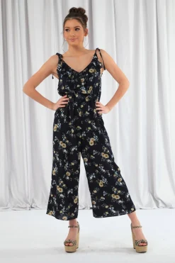 Jumpsuits^Double Second Wide Leg Jumpsuit With Frill Front Navy