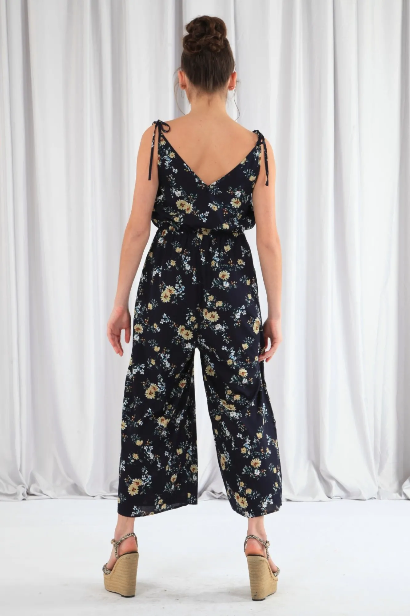 Jumpsuits^Double Second Wide Leg Jumpsuit With Frill Front Navy