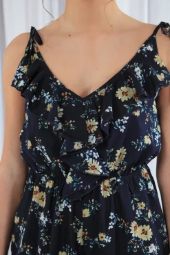 Jumpsuits^Double Second Wide Leg Jumpsuit With Frill Front Navy