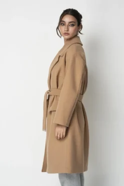 Outerwear^Double Second Wrap Collar Coat Camel
