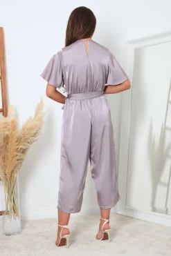 Jumpsuits^Double Second Wrap Front Satin Jumpsuit Lilac