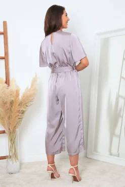 Jumpsuits^Double Second Wrap Front Satin Jumpsuit Lilac