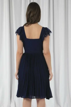 Mini Dresses^Double Second Wrap Lace Chiffon Dress Navy