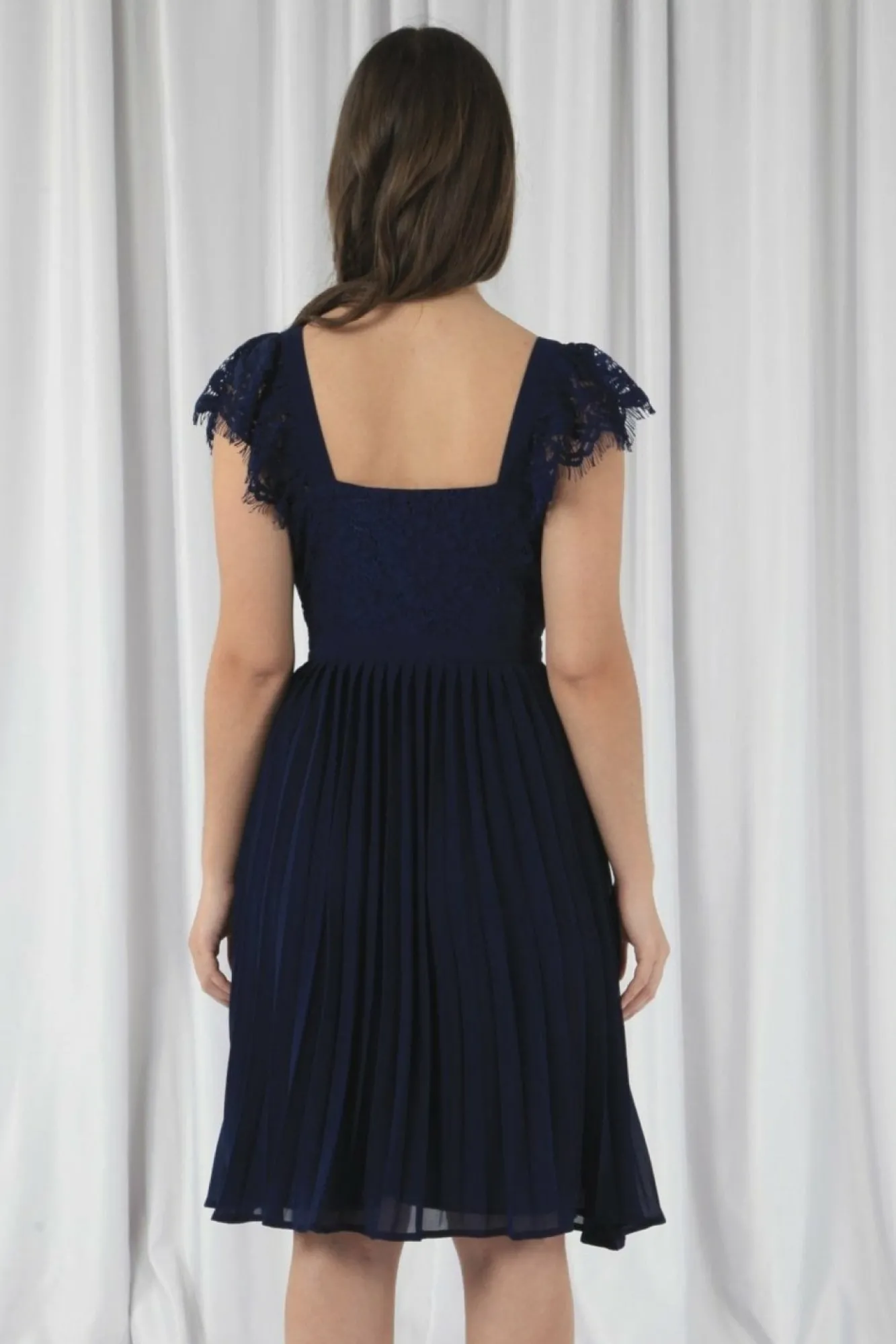 Mini Dresses^Double Second Wrap Lace Chiffon Dress Navy