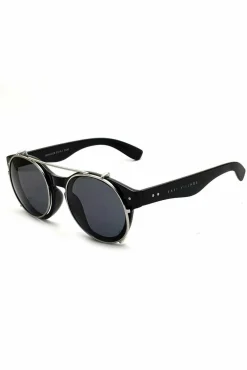 Sunglasses^East Village 'Brawler' Metal With Solid Smoke Lens Black
