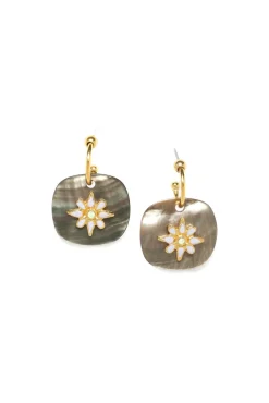Jewellery^Elka London Alexa Creole With Blackip Dangle Gold