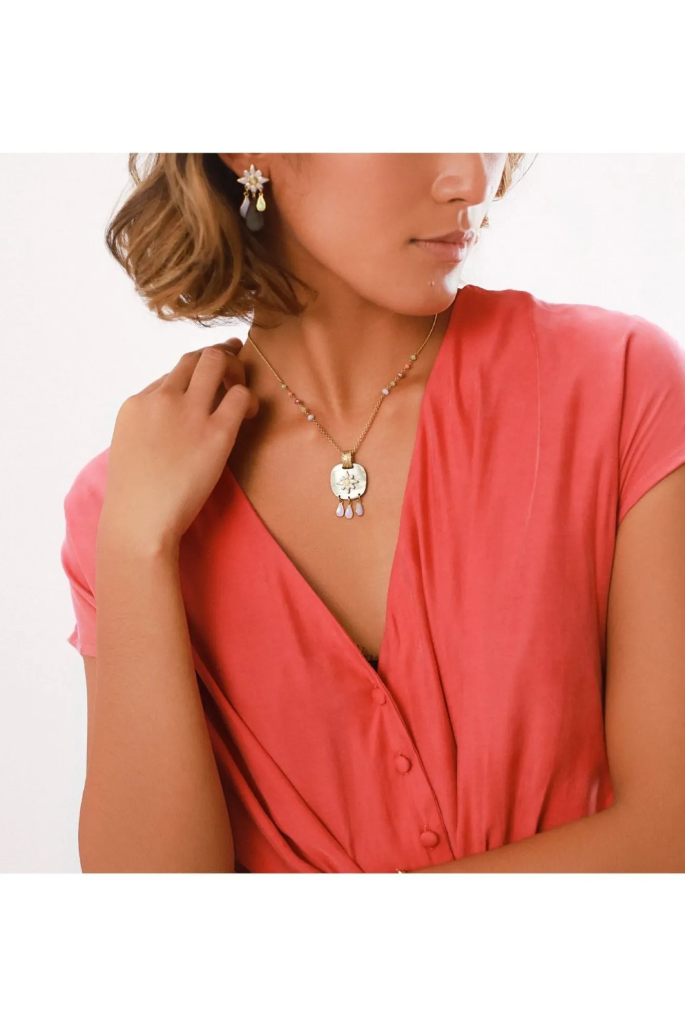 Jewellery^Elka London Alexa Square Pendant Necklace Gold