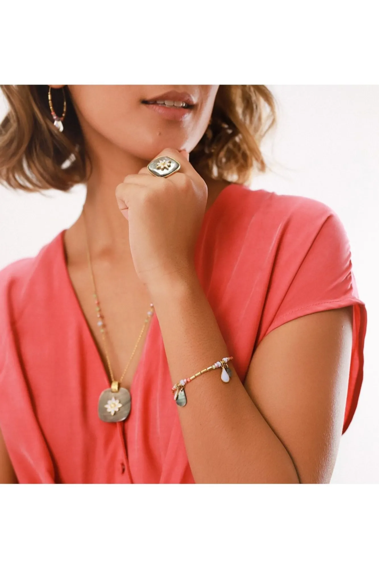 Jewellery^Elka London Alexa Stretch Bracelet With Drop Dangles Gold