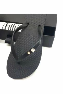 Sandals^Filli London Crystal Diamond Luxury Flip Flops Black