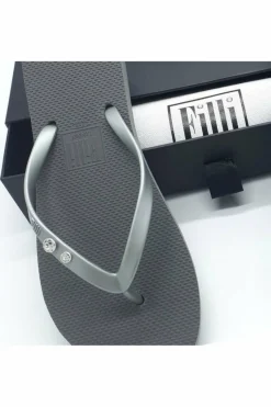 Sandals^Filli London Crystal Diamond Luxury Flip Flops Silver