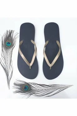 Sandals^Filli London Naked Flip Flops - Gold On Black