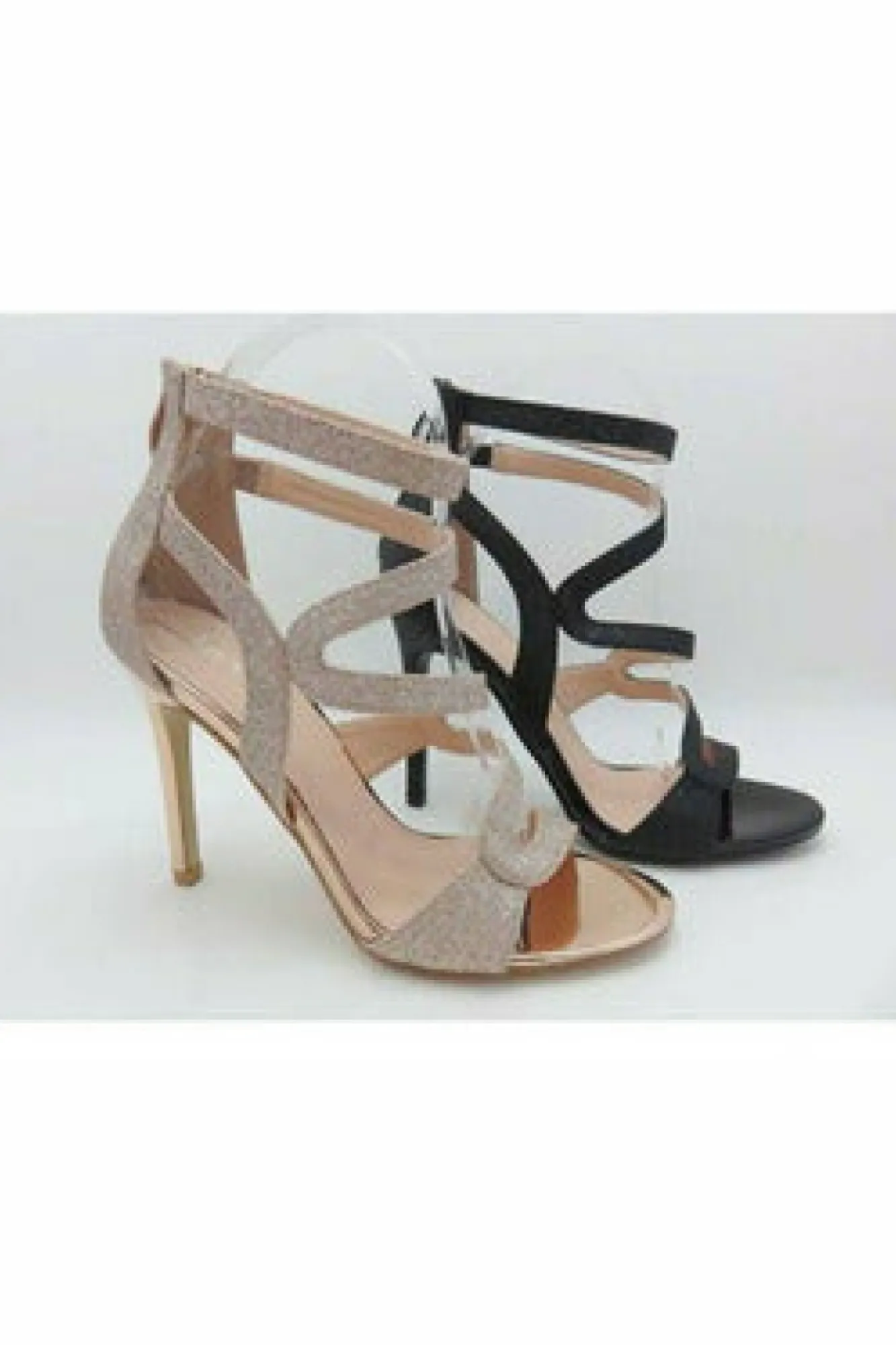 Sandals^Glitz Shoes Alisha Divine Glitter High Heel Sandals Black