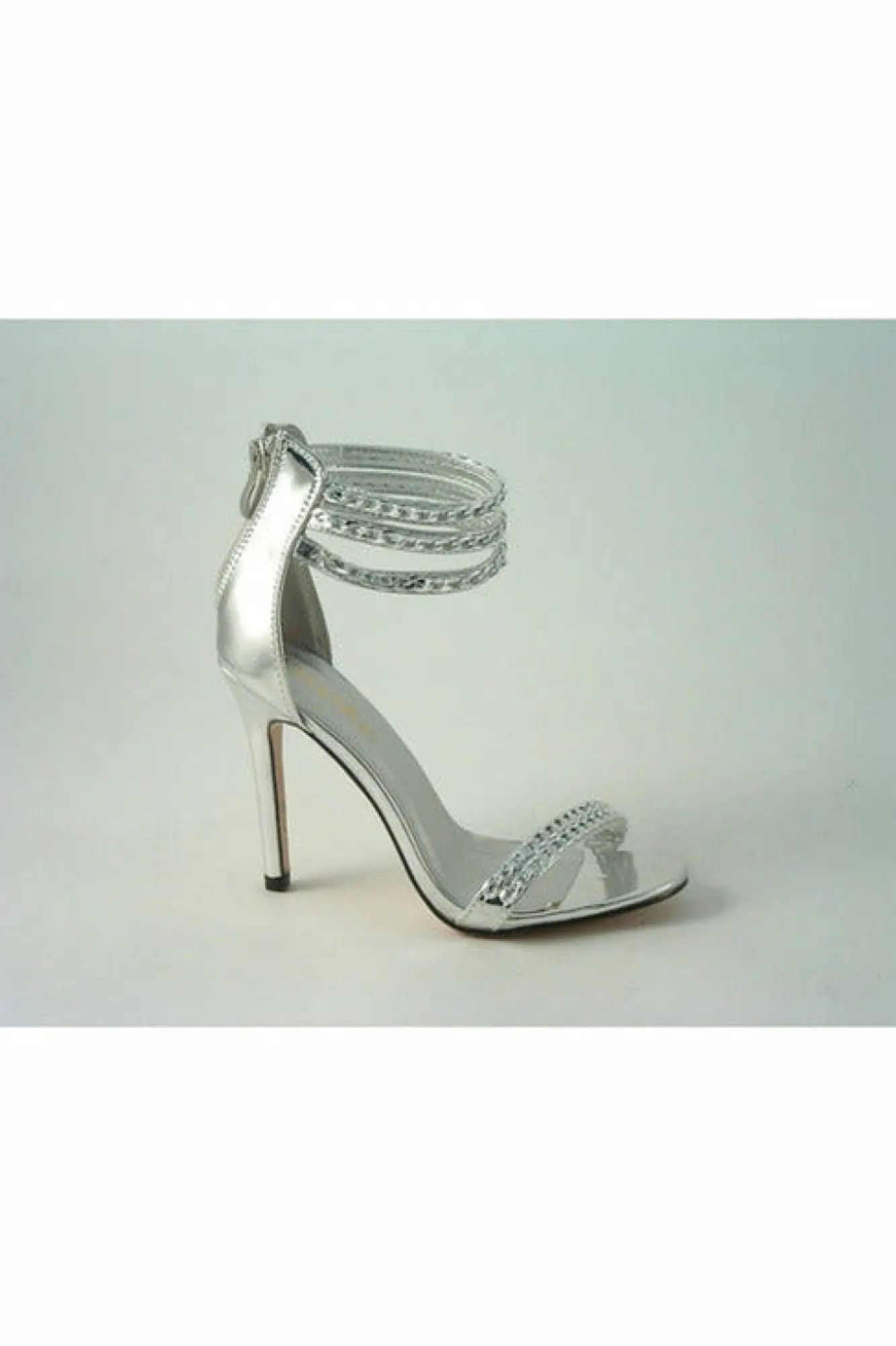 Sandals^Glitz Shoes Cassidy Metallic Chain Barely High Heel Sandal
