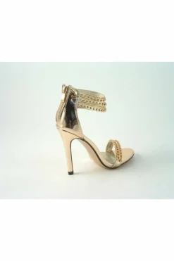 Sandals^Glitz Shoes Cassidy Metallic Chain Barely High Heel Sandal