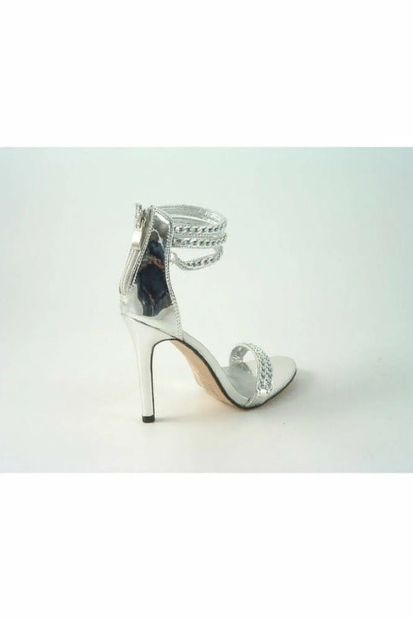 Sandals^Glitz Shoes Cassidy Metallic Chain Barely High Heel Sandal
