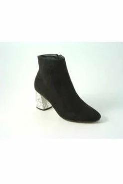 Boots^Glitz Shoes Celine Sabatine Glitter Heel Suede Ankle Boot Black