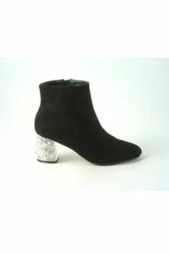 Boots^Glitz Shoes Celine Sabatine Glitter Heel Suede Ankle Boot Black