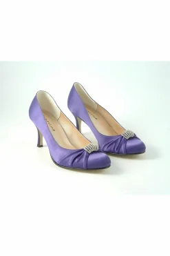 Mid Heels^Glitz Shoes Diamante Satin Mid Heel Court Shoe Purple