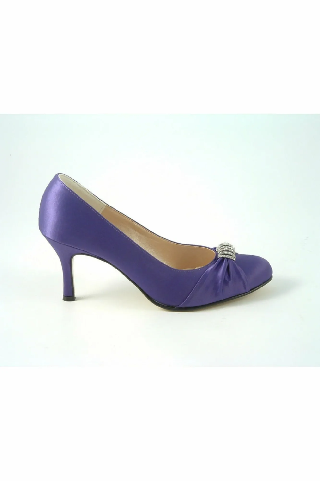 Mid Heels^Glitz Shoes Diamante Satin Mid Heel Court Shoe Purple