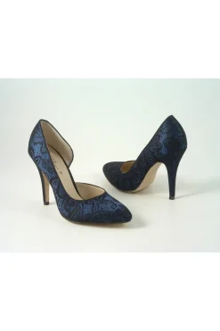High Heels^Glitz Shoes Lace/Satin Open Waist High Heel Court Shoe